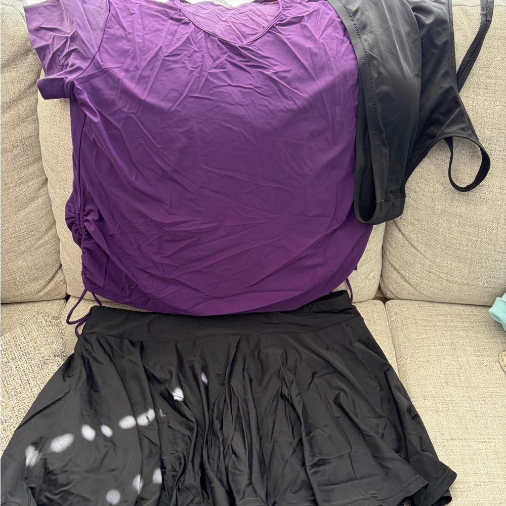 Elegant Purple and Black Swim Suit